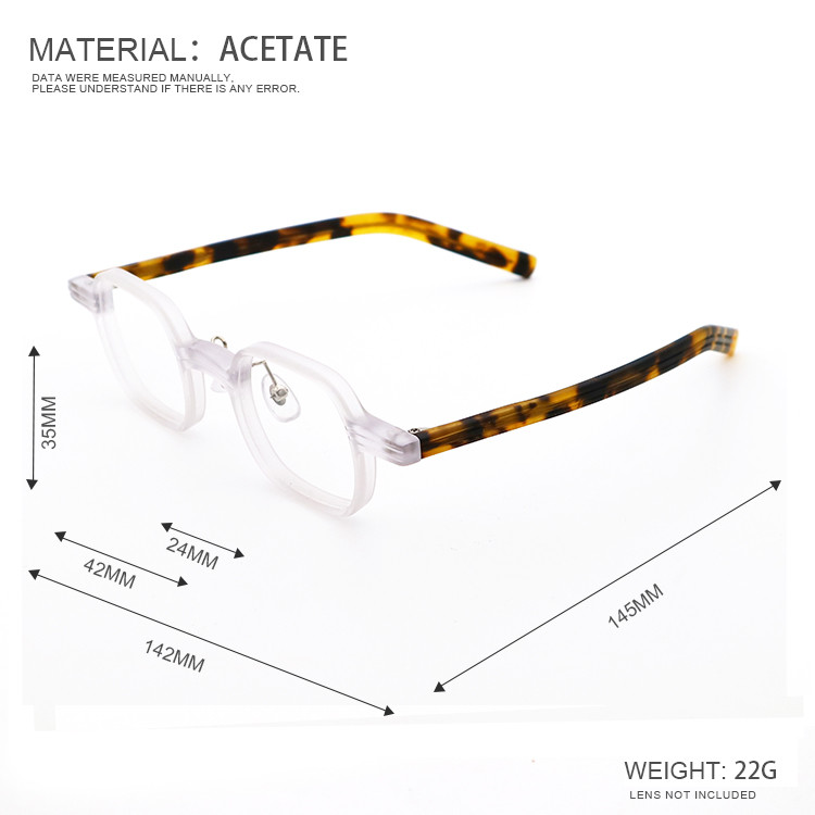 Arrivals Polygons Grey Green Acetate Glasses Frame High Quality