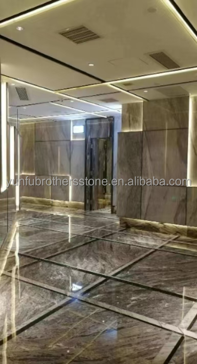 Custom Modern Polished Wave Grey Marble Board for Hotel Wall Panel Floor Design Style