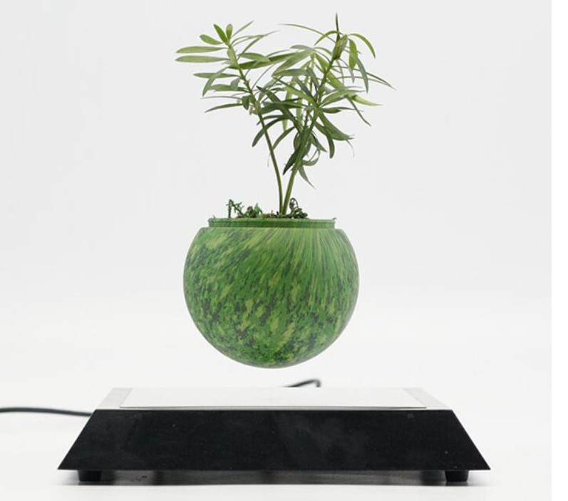 square mirror base magnetic floating levitate air bonsai flower plant