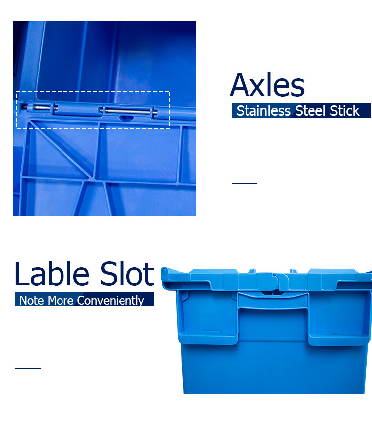 225kgs Plastic Attached Lid Containers Turnover Storage Box