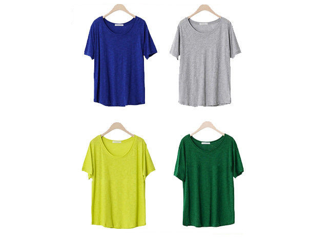 100% Cotton Women's T - Shirts Loose Fashion Color Double Car Line Charm