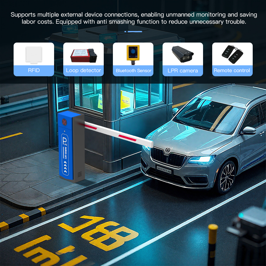 HCW Automatic LED Boom Barrier Gate 3-6m Arms For Vehicle Parking Traffic Control