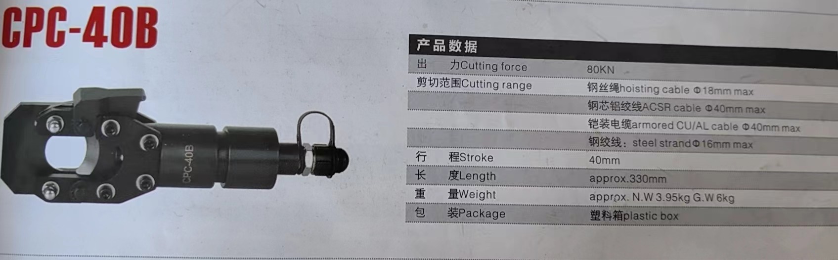 Split Type 80KN Hydraulic Cable Cutter Hydraulic Crimping Tools 160mm