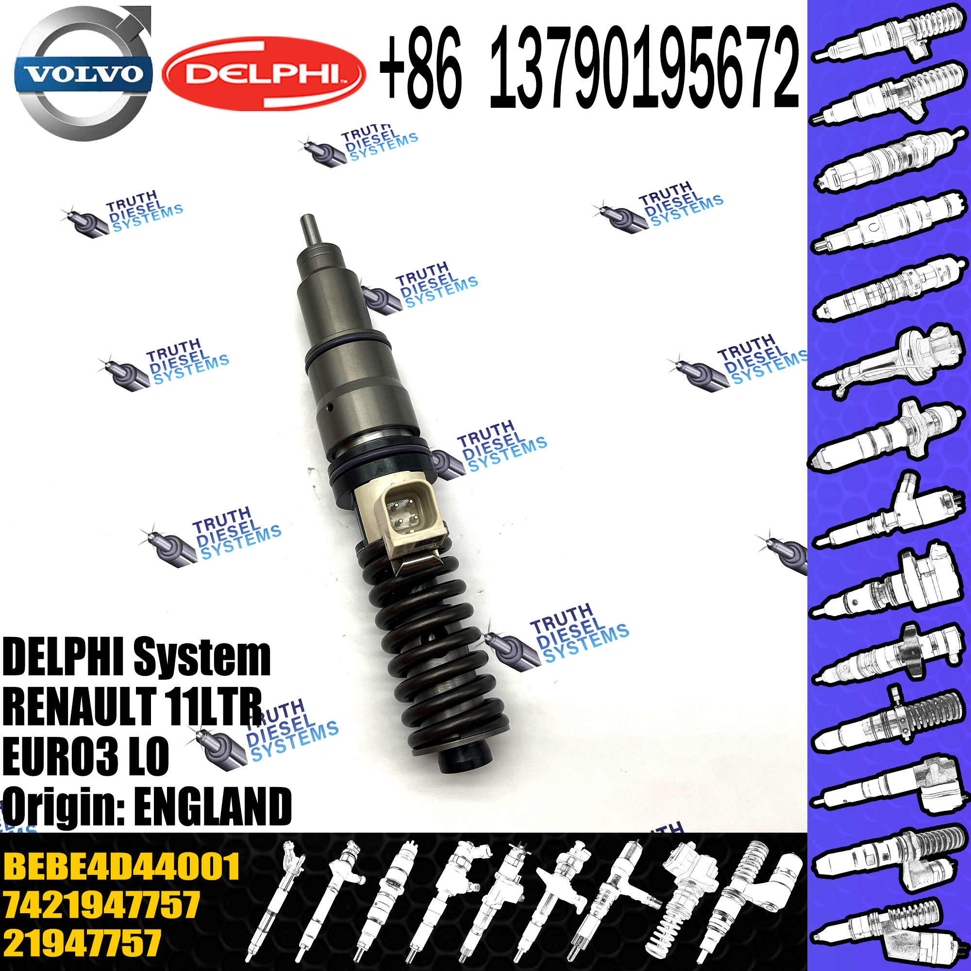 High Quality Diesel Fuel Injector 21947757 7421947757 BEBE4D44001 For 11LTR EURO3 LO