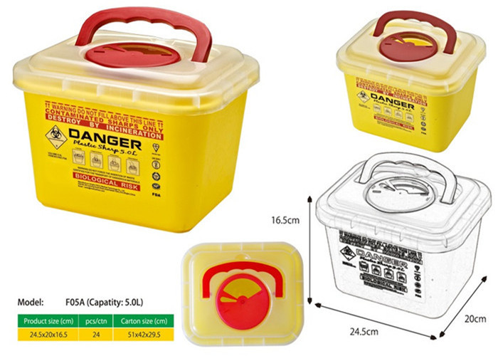 5 Litre Sharps disposal container, Sliding Lid, Red,Sharps Container | WinnerCare