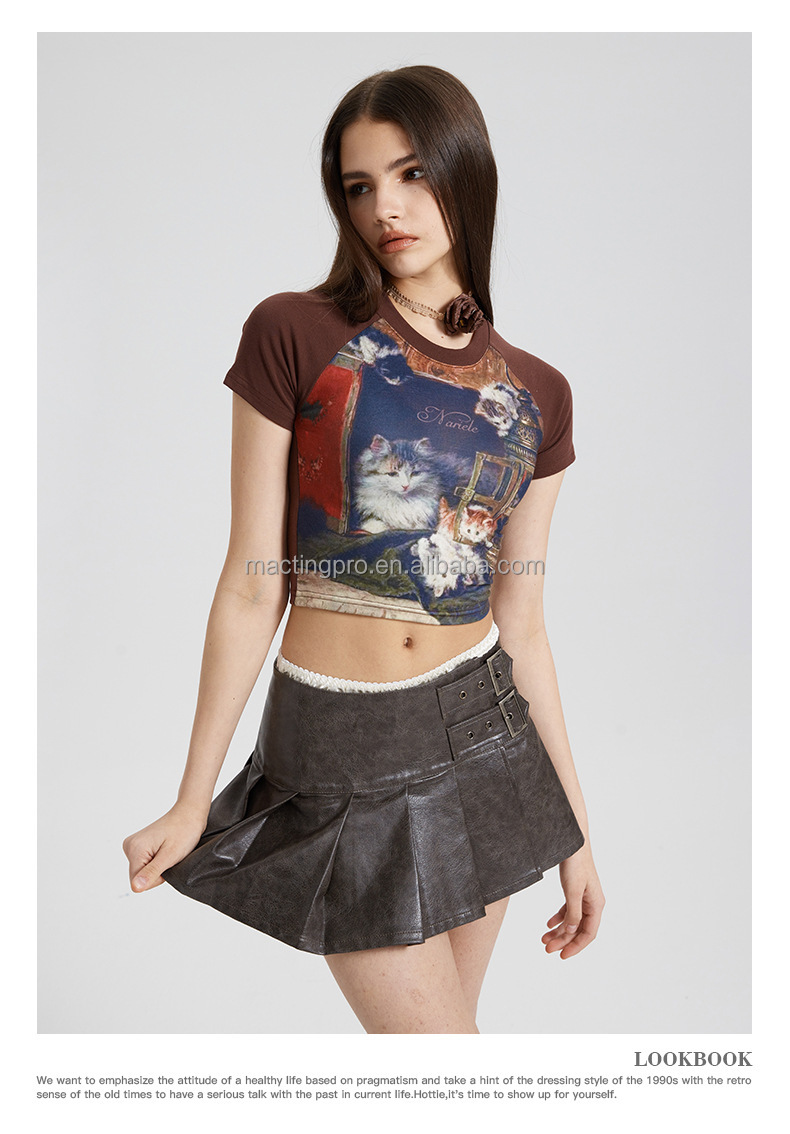 2024 Summer O Neck Tight Slim Fit Cotton Cropped T shirt Short Sleeve Y2k Crop Top Baby Tees Knitted
