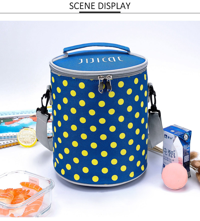 Barrel Shape Polyester Insulated Tote Lunch Bag