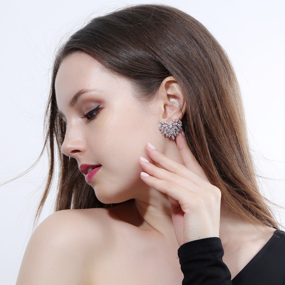 Hotsale new multi layer cubic zircon earring full CZ earrings for women women's heart shape Earrings necklace jewelry