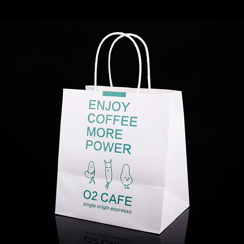 Custom CMYK 4 Color Offset Printing Luxury Kraft Paper Shopping Bag for Coffee Juice Drink