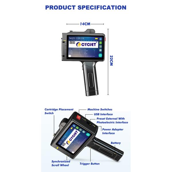 25.4mm Easy-To-Use, Portable, Touchscreen-Operated Handheld Ink Printer