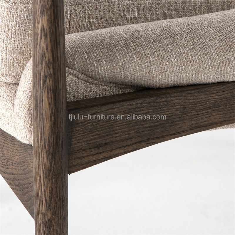 Single Living Room Furniture Wooden Upholstered Sofa Chair with Fabric and Foam Cushion on Wooden Frame