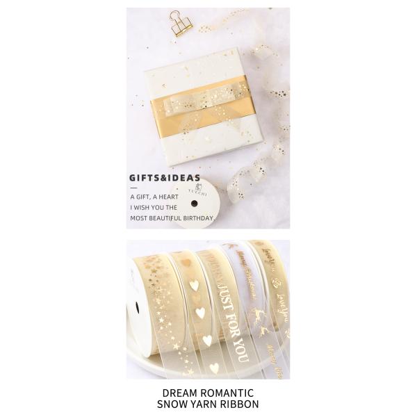 Hot sale 25cm snow yarn band for gift packing Transparent organza gift ribbon