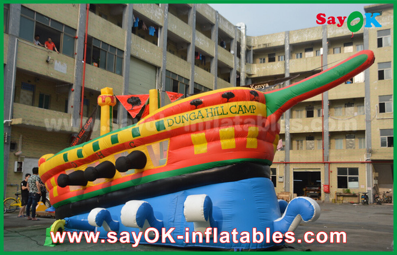 Yellow / Red / Blue Inflatable Pirate Ship Commercial Advertising Castle Bounce House