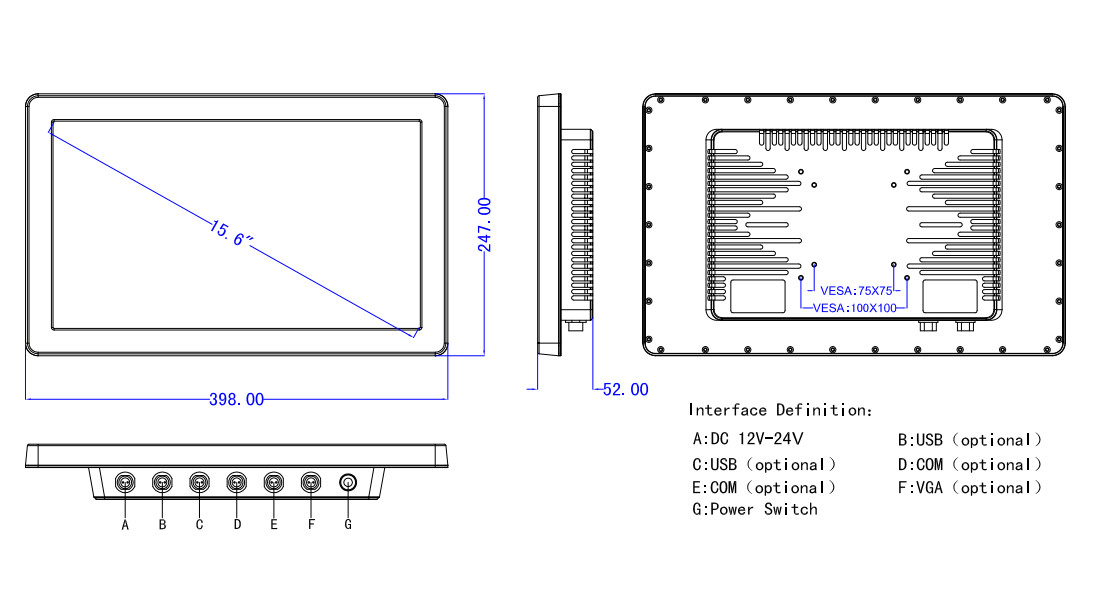 Sunlight Readable 1920*1080 Waterproof Touch Screen PC 15.6in Outdoor Waterproof All In One Computer