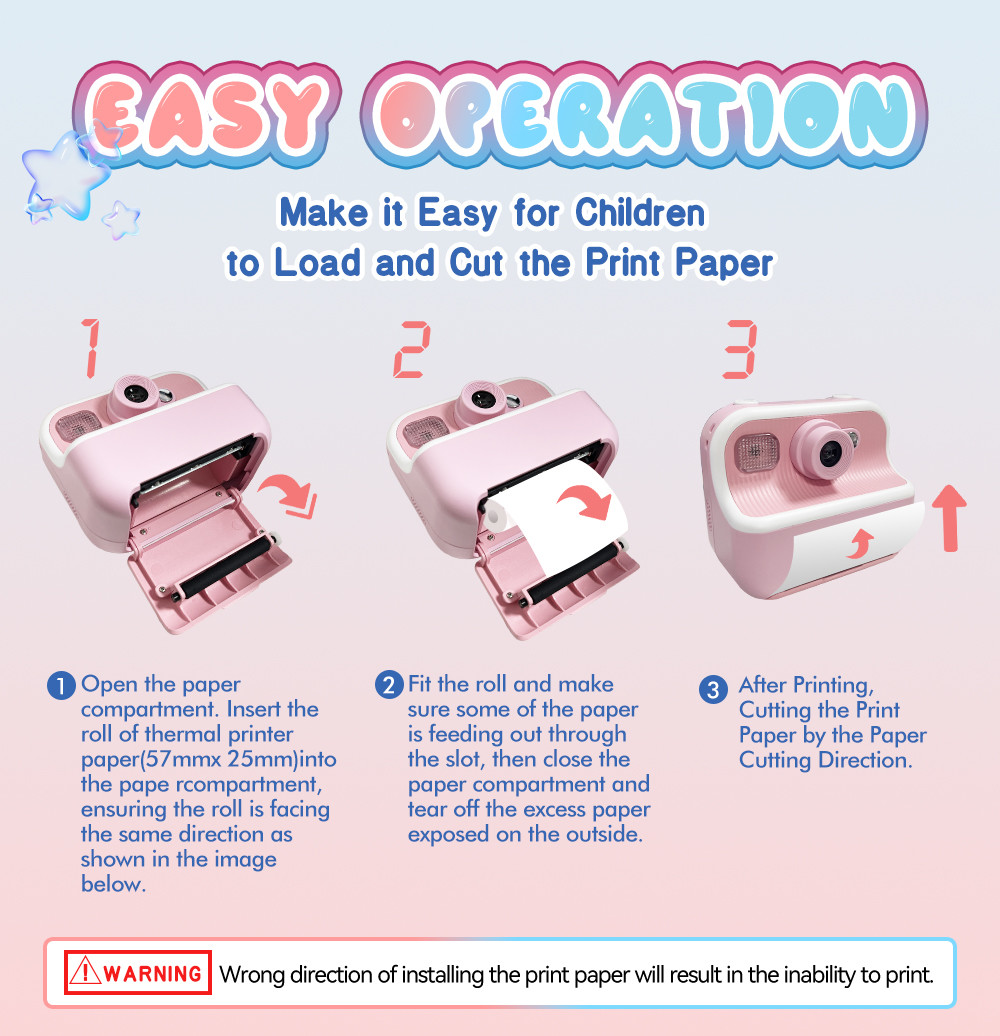 2.4Inch Screen Mini Inkless Printer Portable Digital Camera Kids Gift