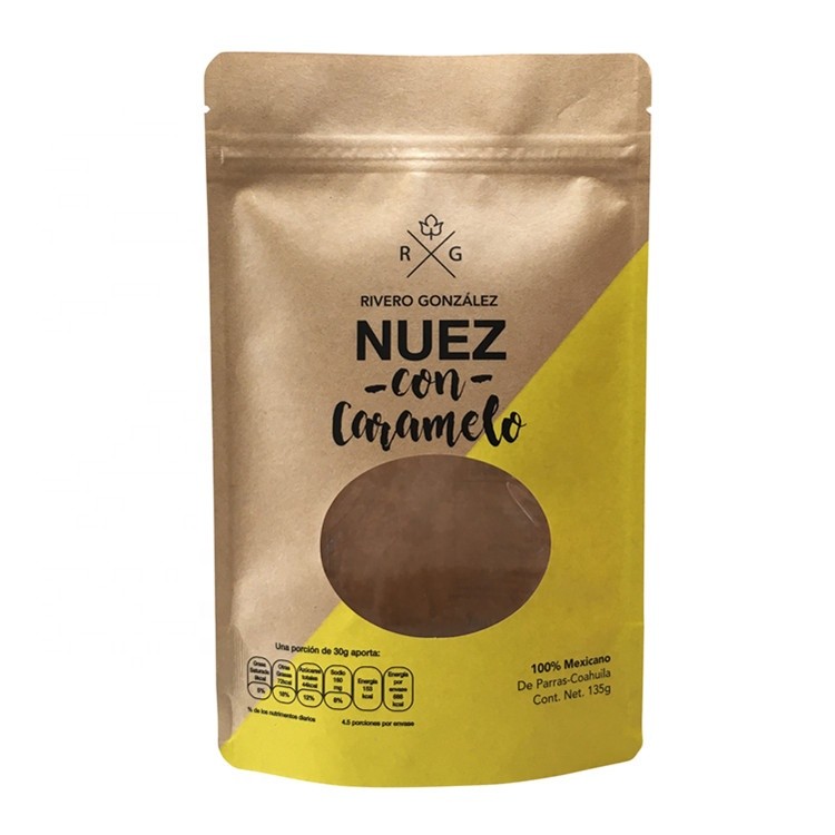 stand up pouch bag with clear window paper bag for coffee bean