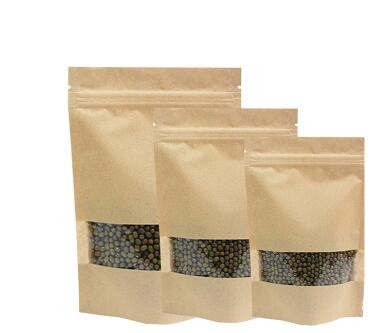Brown Customized k Food Packaging Grains Bean Transparent Paper Bag With Window