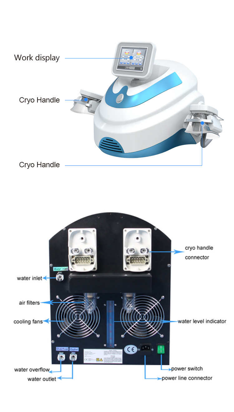 2 Cryo Handles Portable High Quality Cryo Machine for salon use body slimming