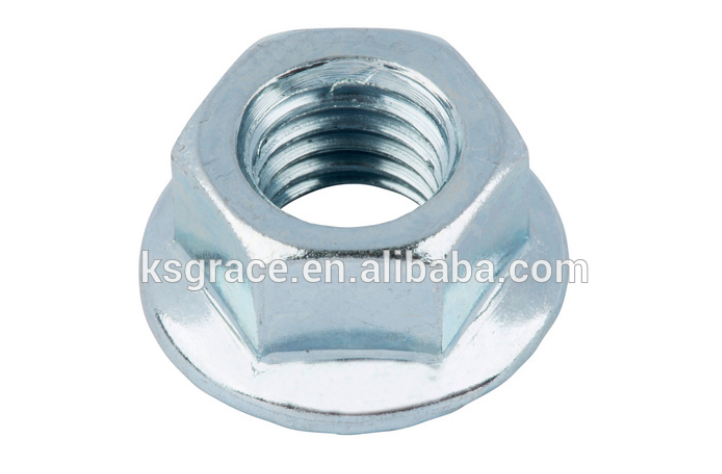 Carbon Steel Hexagon Flange Nuts Hexagon Locking Nuts With Flange Flower Teeth Non Slip Nut