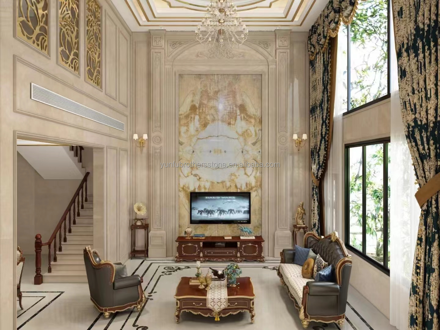 Cut-To-Size Polished Luxury Translucent White Onyx Marble Slab for Villa Wall Art Panel