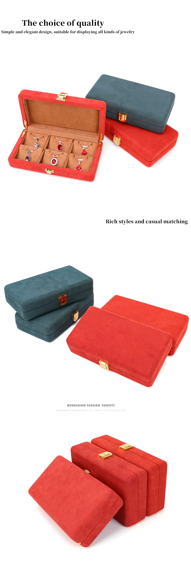 Custom Orange Microfiber Leather Jewelry Box for Stud Bracelet and Ring 19.5*11*5cm