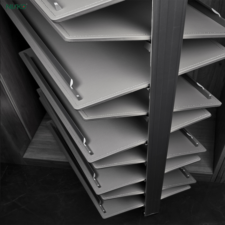 Wardrobe Rotating Vertical Cabinet Shoes Rack Basket with Led Light