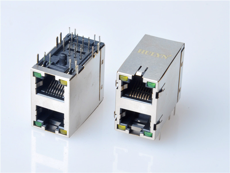 HULYN RJ45Jack, Shielded RJ45 Modular Jack Connector,with LEDs, 2x1 Ports,RJ45 connector LED