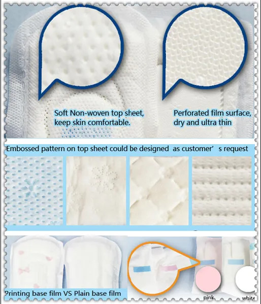 Female Hygienic Sanitary Napkins Disposable Natural Cotton Pads For Periods