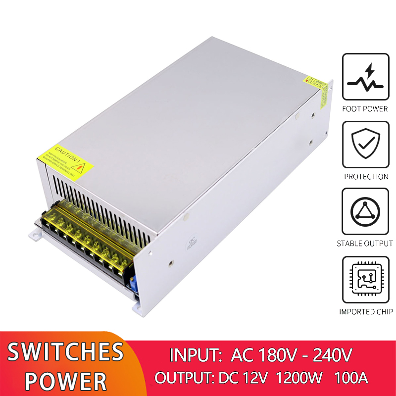 1200W DC Switching Power Supply 12V With Fan AC 220V To DC 12V Volt 100A