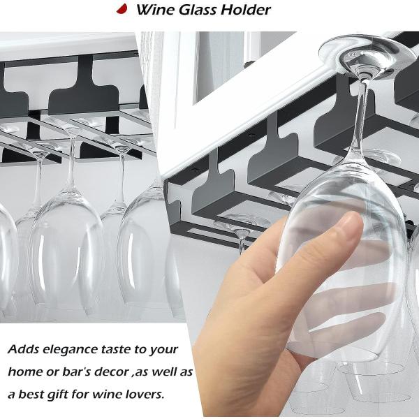 Kitchen Wine Glass Rack Under Cabinet Stemware Holder Metal Hanging Organizer for Bar