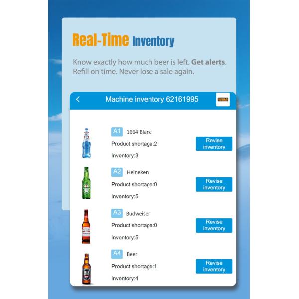 Self-service 5-8â„ƒ Fresh Cold Beer Vending Machine with 4 Beer Options for Bars Cafeterias