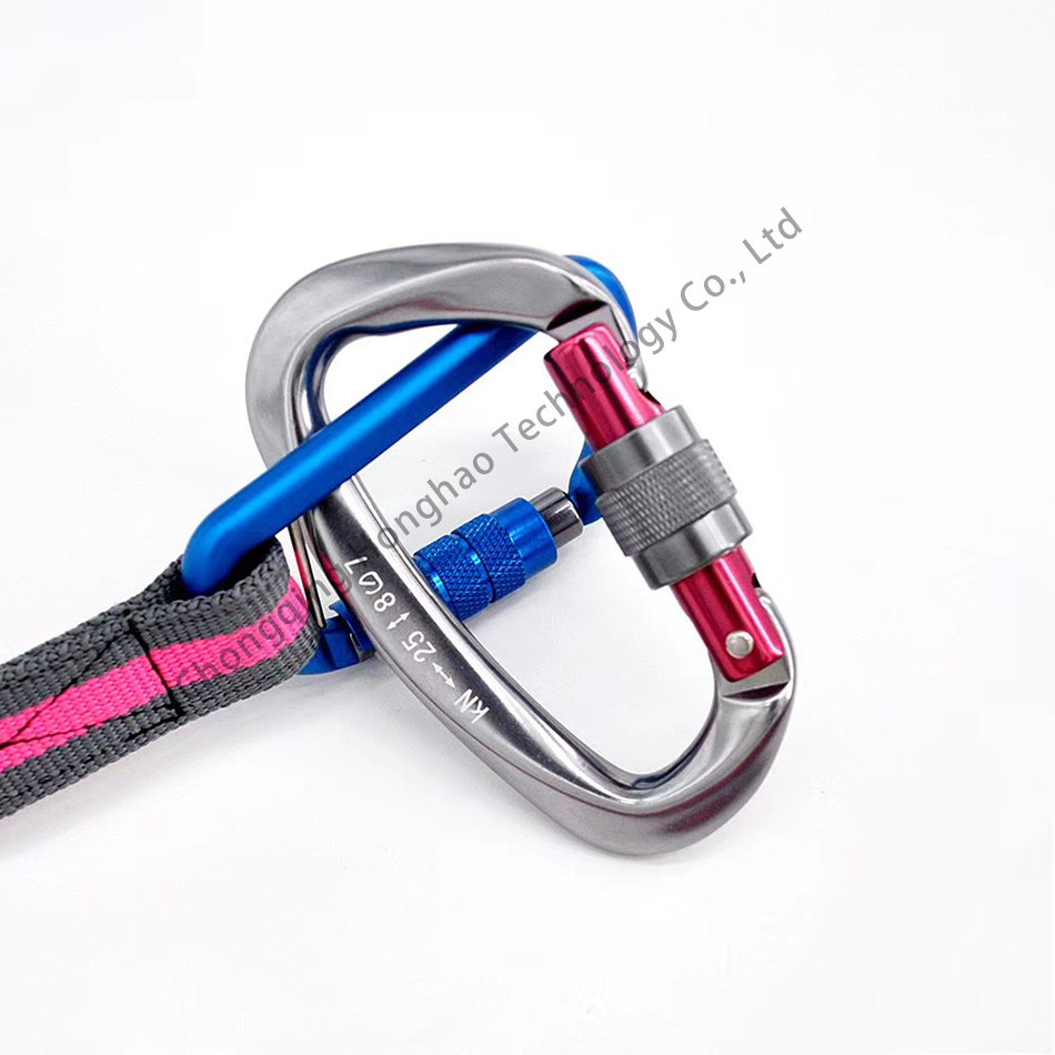Mountaineering and High Altitude Rescue D Shape Screw Lock Carabiner with ZINC Finish