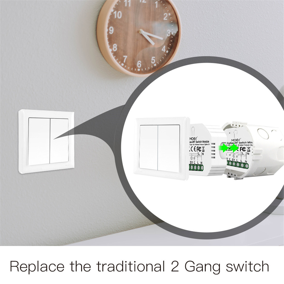 2Gang Zigbee3.0 Smart Switch Module With RF433 Function