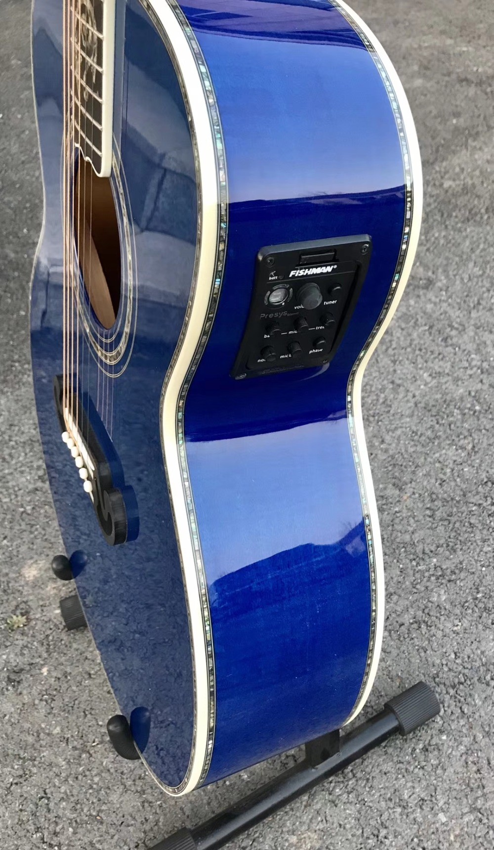 Best jumbo Blue flame maple wood acoustic Guitar Solid ebony Guitarra Customized acoustic 43 inch Jumbo guitar