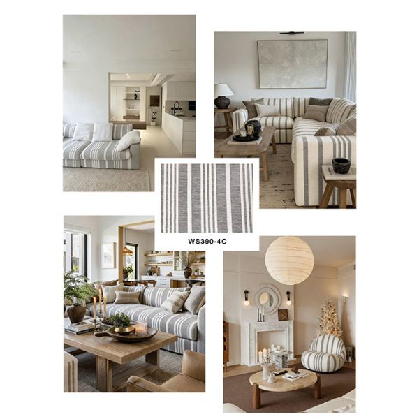 Relaxed Aesthetic Nordic-Style Striped Chenille Sofa Fabric