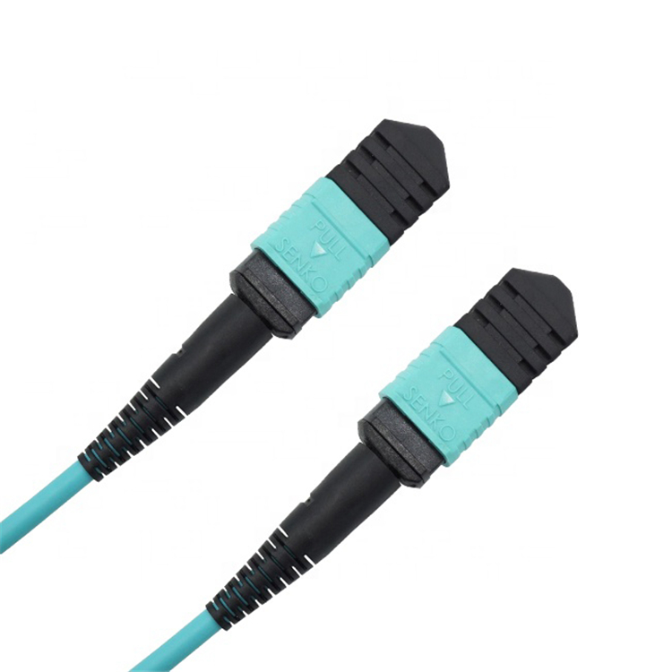 Professional Manufacturer 1 meter 12 cores Fiber Optic Patchcord OM3-300 female MPO fiber optic patchcord