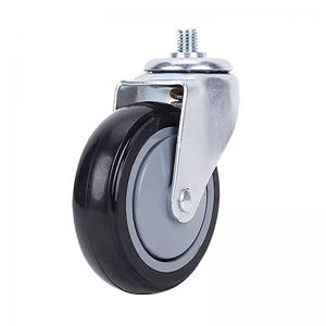 Quality 4 Inch Shopping Cart Casters Wheels Polyurethane Tread Wheel Swivel Thread Rod for sale