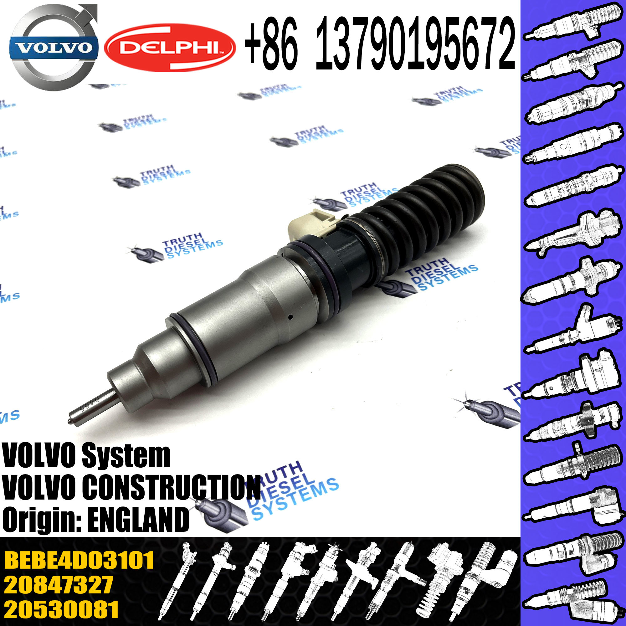 original Diesel Fuel Injector 20847327 20530081 3801403 BEBE4D03201 BEBE4D03001 BEBE4D03101 E3.18 for VOL CONSTRUCTIO