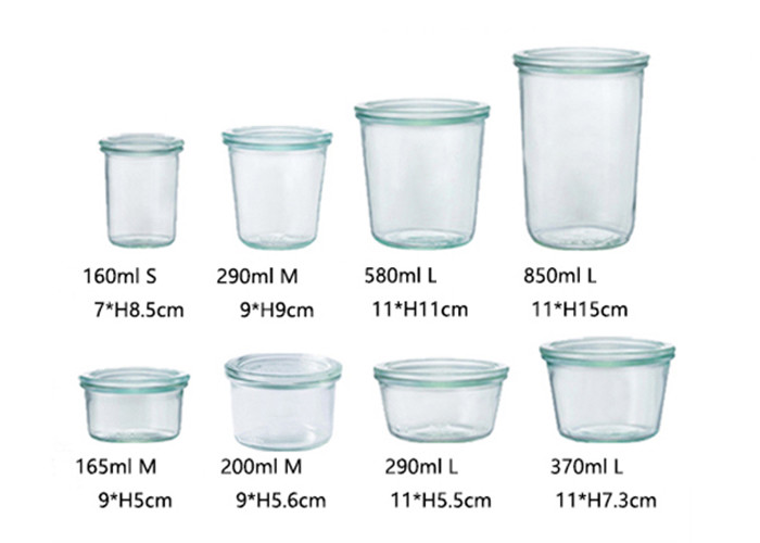 Fancy Round Glass Food Storage Jars , Weck Glass Jars Heat Resistant Glass