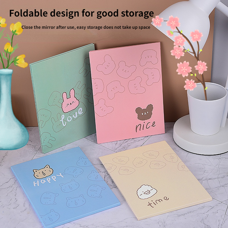 Foldable Heart Shaped Makeup Travel Vanity Mirror Paper Bag Packing for Easy Cosmetic