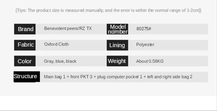 Wear Resistant Waterproof Travel Fashion Backpack 0.58kg Nylon Duffle Bag