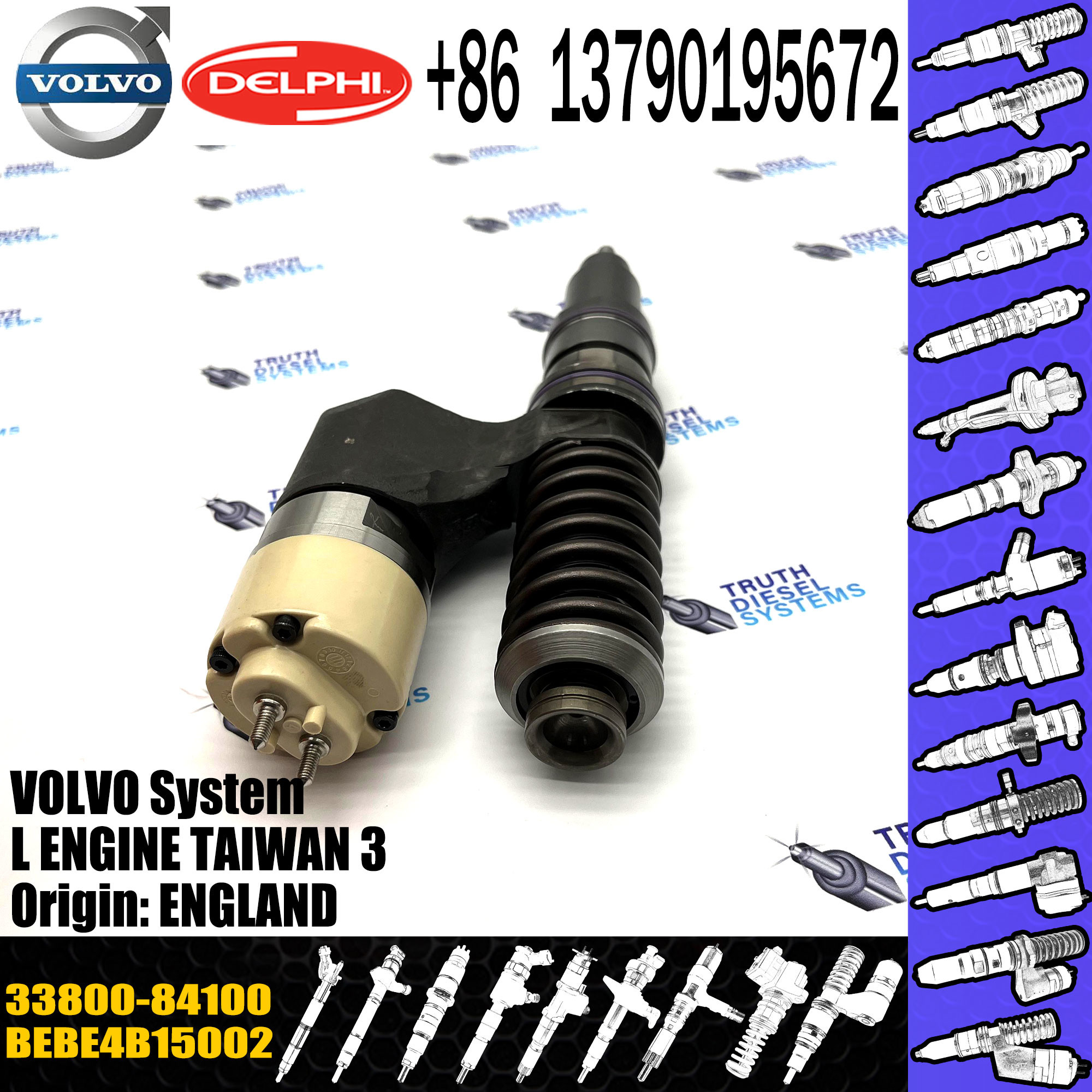 Diesel engine fuel injector 33800-84100 diesel engine injector 33800-84100 BEBE4B15002 forL ENGINE TAIWAN 3