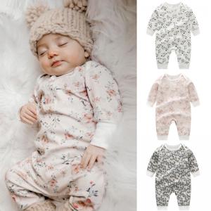 Quality Stock Organic Cotton Baby Long Sleeve Romper Wholesale Newborn Baby Clothes Infant Bodysuit With Printing for sale