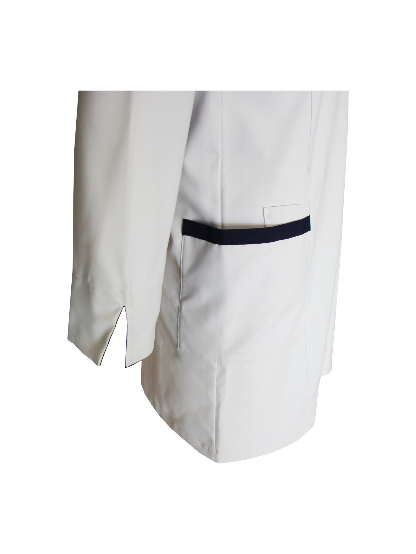 180 GSM Polyester 65% Cotton 35% Long Sleeve Nurse Uniform Navy Contrast White