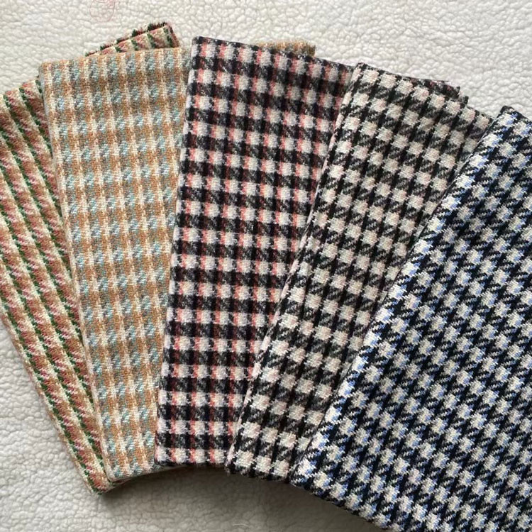 Tartan Check Polyester Wool Materials Fabric Houndstooth Retro Plaid