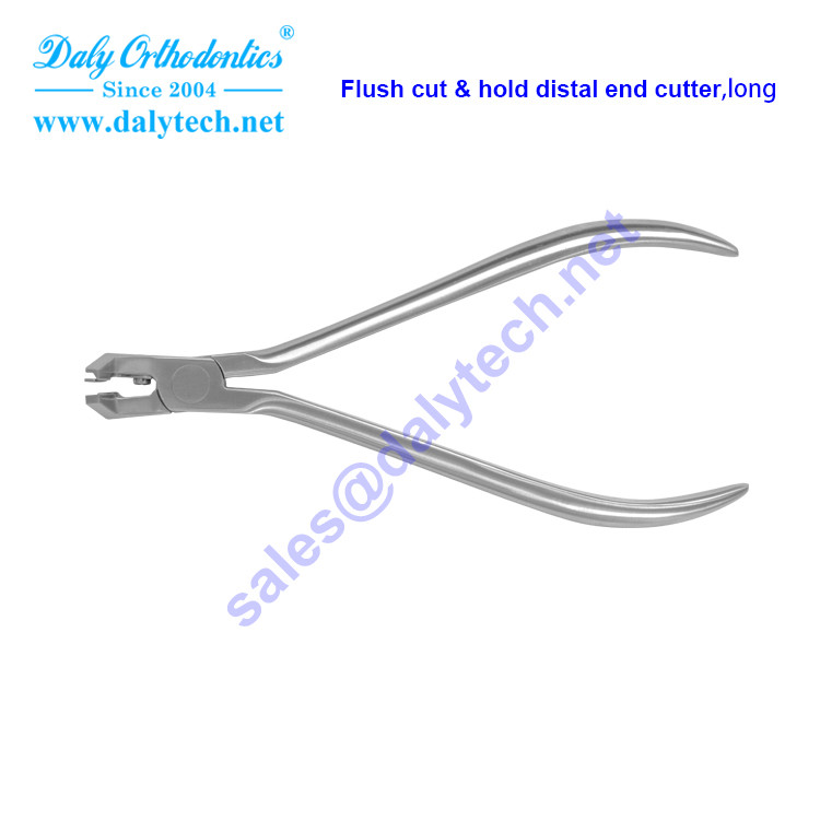 Flush cut and safety hold distal end cutter pliers of orthodontic appliance for dental tools