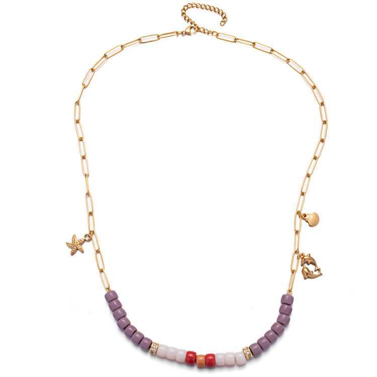 Stainless Steel Forte Beads Bracelet 18k Vacuum Gold Plating with Chain
