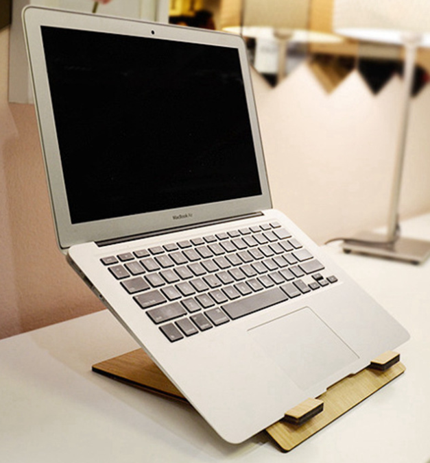 Amazon Creative Wooden Laptop Stand, Foldable Adjustable Computer Wooden MacBook Stand for Desk Portable Universal