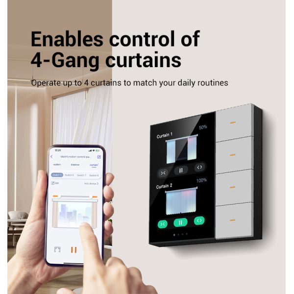 SIXWGH Smart Life Smart Touch Wall Switch 4 Gang WiFi Zigbee Panel Radar Sensor Colorful Customized Luxury Home Hotel Office