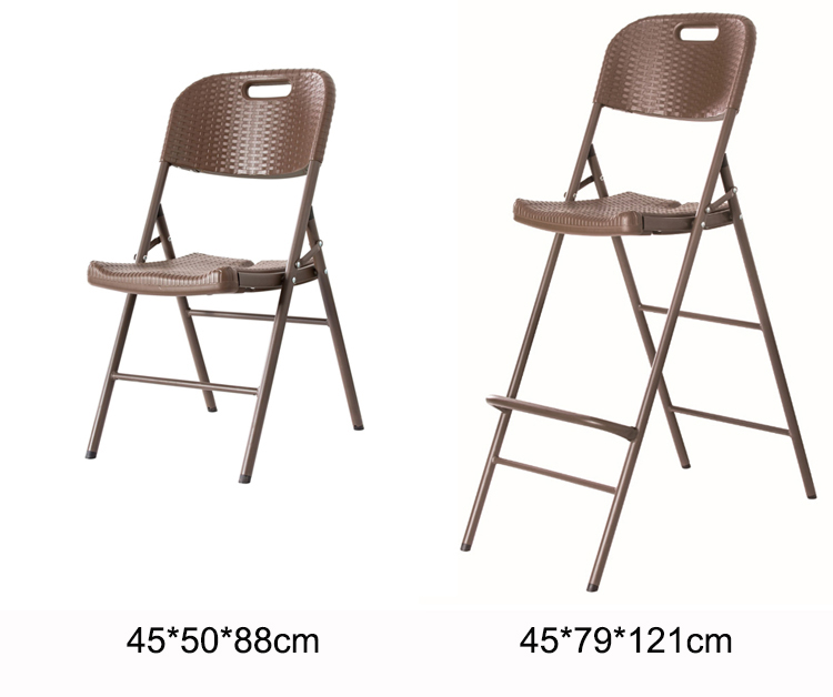 Outdoor Garden Patio Folding Portable Imitated Rattan Plastic Dining Chair Custom Logo